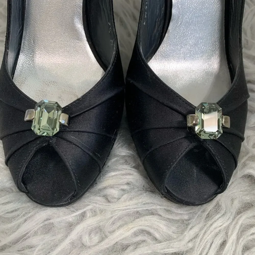 5/$30 Stuart Weitzman Satin Peep Toe Sling Back Heels